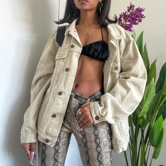 Princess Polly Jackets & Blazers - NEW Princess Polly WESTERN DENIM JACKET BEIGE